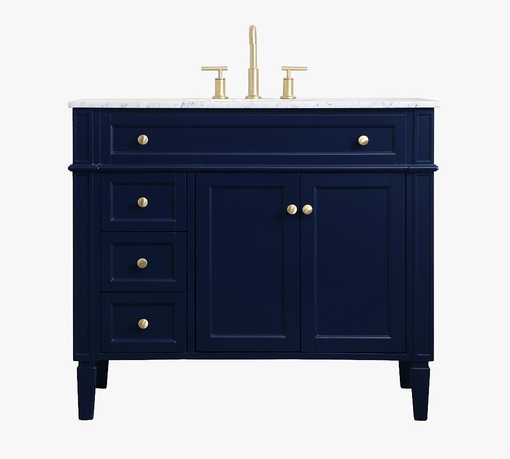 Blue 40" Single Sink Vanity with Carrara Marble Top