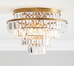 Open Box: Gemma Crystal Tiered Flush Mount, Vintage Brass