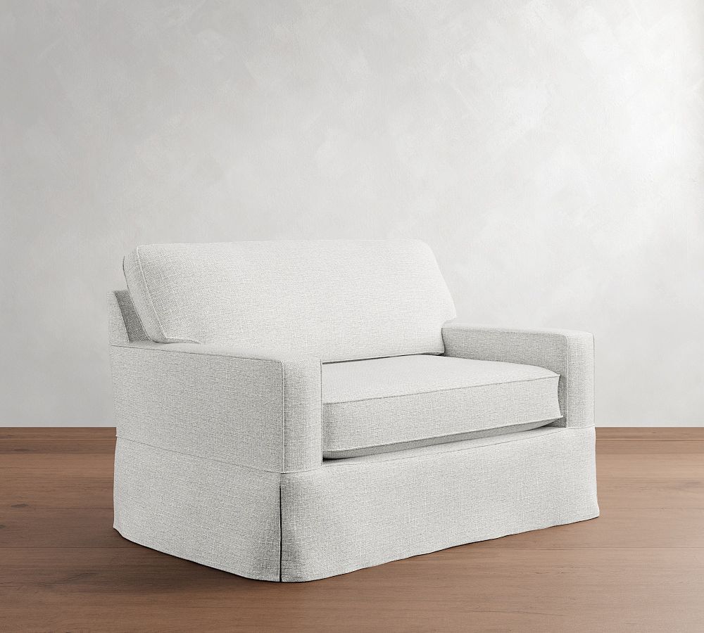 Cameron Square Arm Slipcovered Twin Sleeper Sofa with Memory Foam Mattress (54&quot;&ndash;86&quot;)