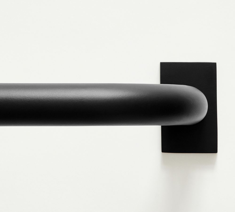 Open Box: Hidden Connection Room Darkening Curtain Rod, 96" - 120'' - 1.25" Diam. - Matte Black