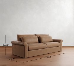 Westwood Roll Arm Deep Seat Leather Sofa (77&quot;&ndash;102&quot;)
