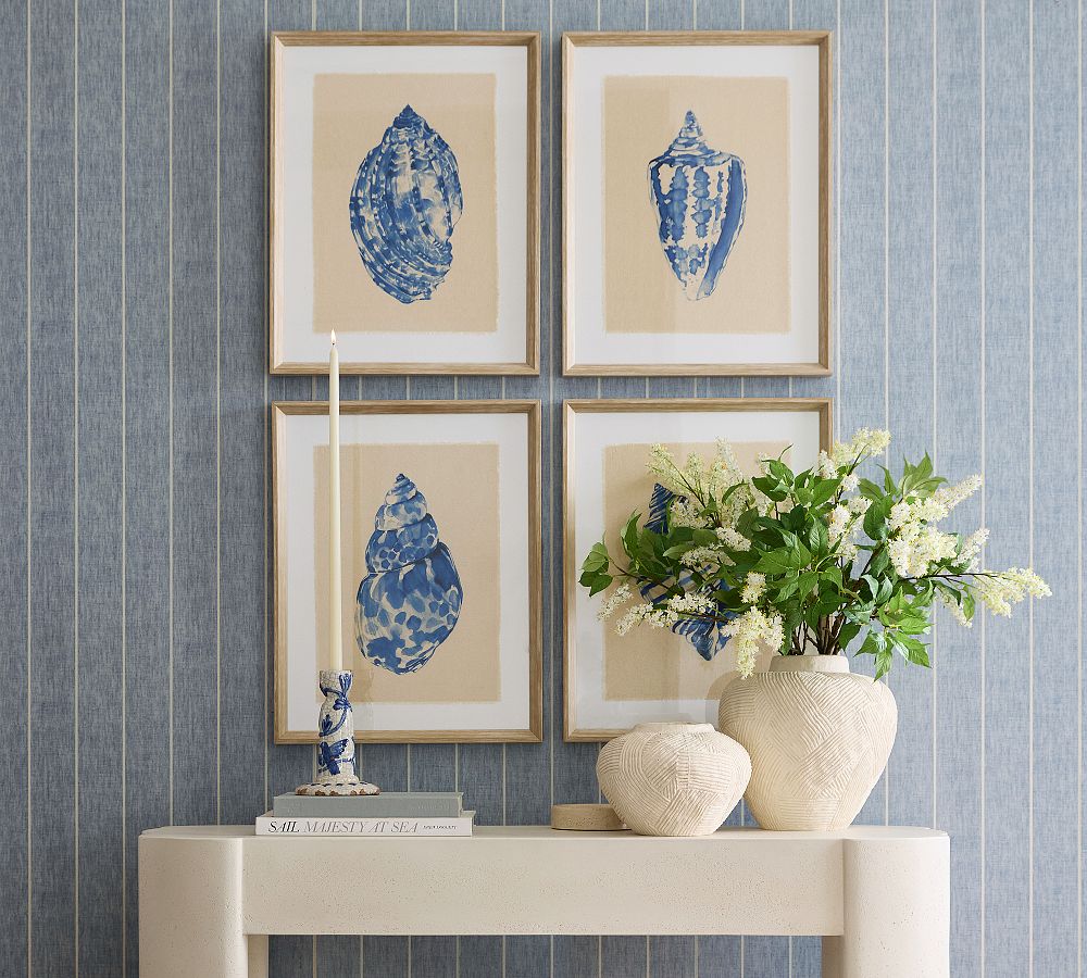 Blue Shell Watercolor Framed Print