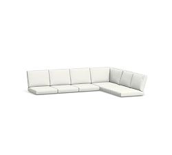 Indio 6pc-Crnr, 5 Chair/LA/RA Sect. Outdoor Cushions, High Performance Recycled Canvas; Frost