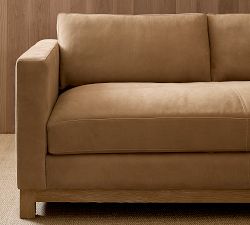 Jake Leather Seadrift Wood Base 3-Piece L-Shaped Sectional (108&quot;-111&quot;)