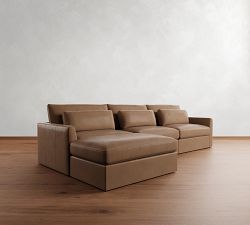 Westwood Fin Arm Deep Seat Leather Modular Chaise Sectional