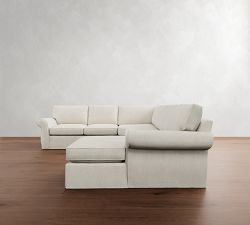 Pearce Roll Arm Slipcovered L-Shaped Wedge Chaise Sectional (147&quot;)