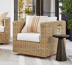 Open Box: Huntington Wicker Square Arm Swivel Outdoor Lounge Chair