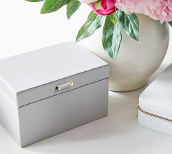Quinn Small Leather Jewelry Box - Foil Debossed