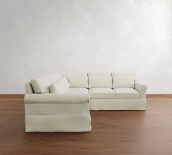York Roll Arm Deep Seat Slipcovered 3-Piece L-Shaped Sectional (99&quot;)