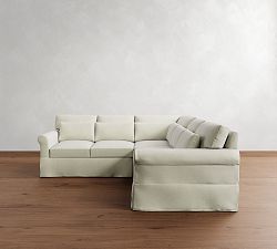York Roll Arm Deep Seat Slipcovered 3-Piece L-Shaped Sectional (99&quot;)