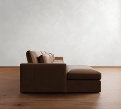 Westwood Fin Arm Deep Seat Leather Modular Chaise Sectional