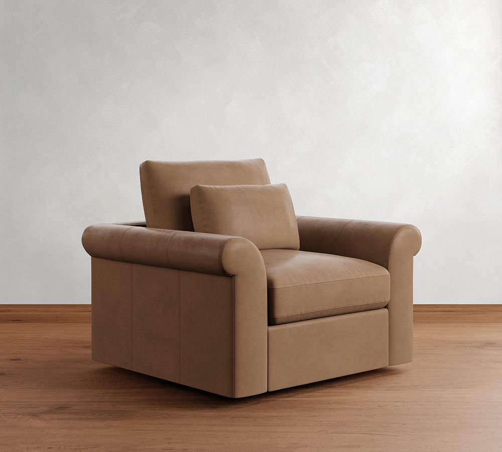 Westwood Roll Arm Deep Seat Leather Swivel Chair