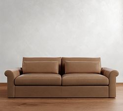 Westwood Roll Arm Deep Seat Leather Sofa (77&quot;&ndash;102&quot;)
