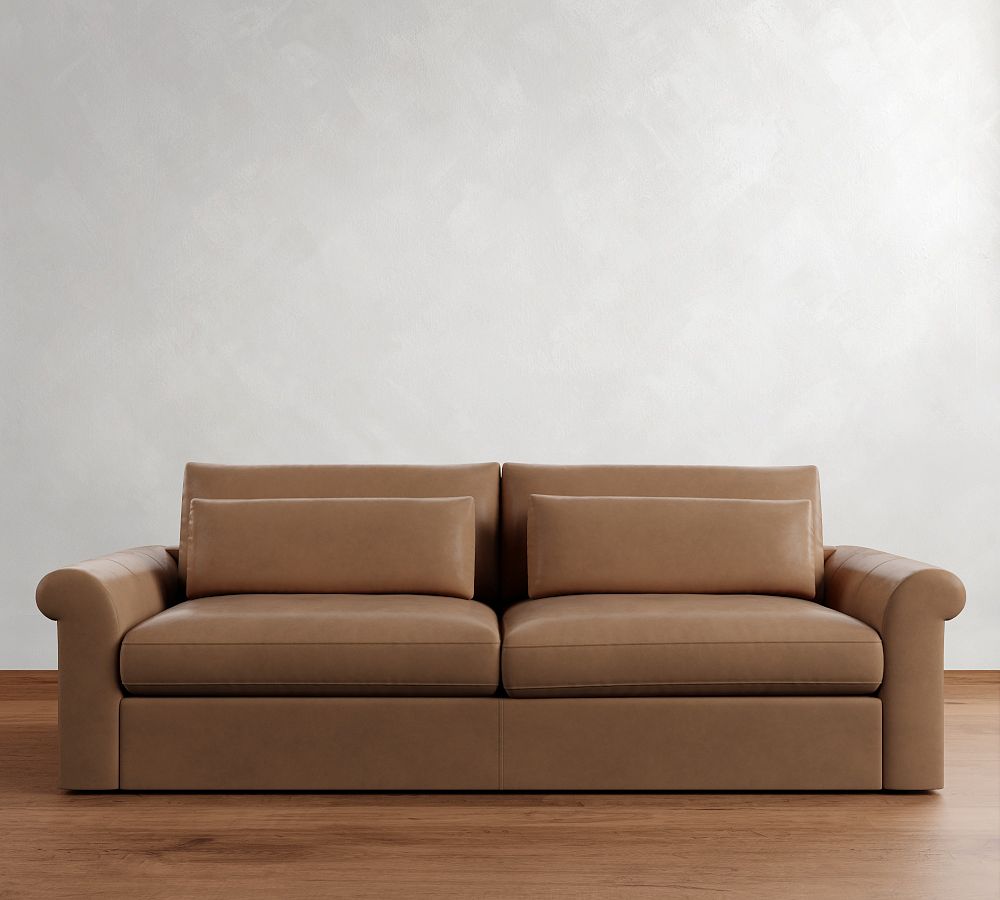 Westwood Roll Arm Deep Seat Leather Sofa (77&quot;&ndash;102&quot;)