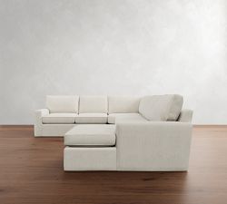 Pearce Square Arm Slipcovered L-Shaped Wedge Chaise Sectional (142&quot;)