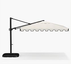 Premium 10' Square Portofino Cantilever Outdoor Patio Umbrella - Rustproof Aluminum Frame with Base