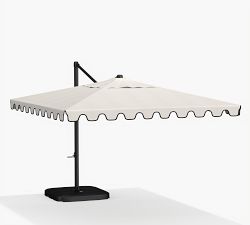Premium 10' Square Portofino Cantilever Outdoor Patio Umbrella - Rustproof Aluminum Frame with Base