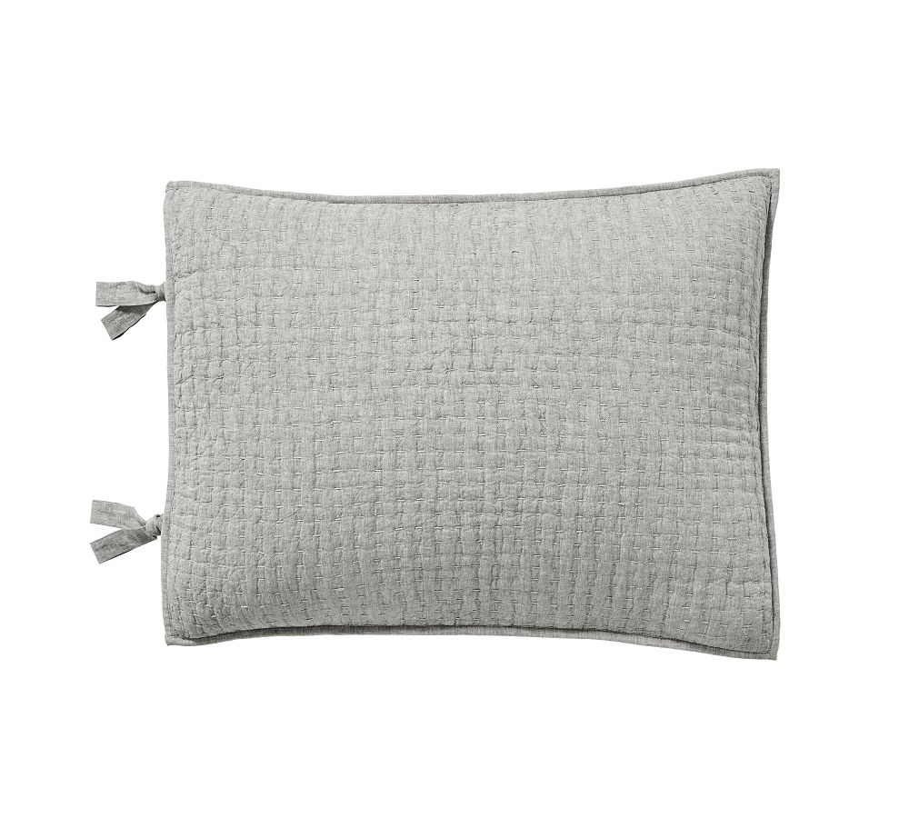 Pick-Stitch Handcrafted Cotton/Linen Quilted Sham