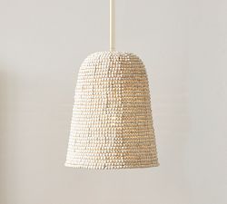 Montauk Wood Bead Bell Pendant (11&quot;)