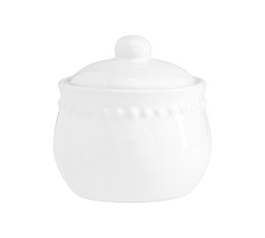 Emma Beaded Stoneware Sugar Bowl - True White