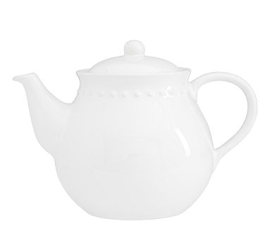 Emma Beaded Stoneware Teapot - True White