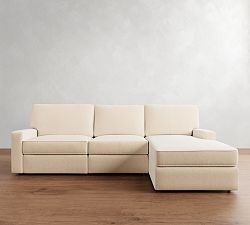PB Comfort Square Arm Power Reclining Chaise Sectional - Storage Available (111&quot;-124&quot;)