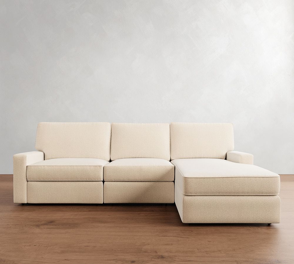 PB Comfort Square Arm Power Reclining Chaise Sectional - Storage Available (111&quot;-124&quot;)
