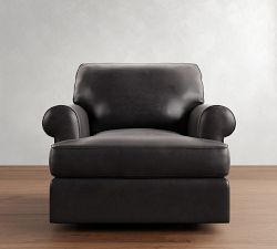 Townsend Roll Arm Leather Swivel Chair