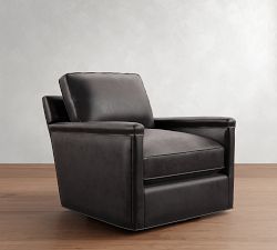 Tyler Square Arm Leather Swivel Chair