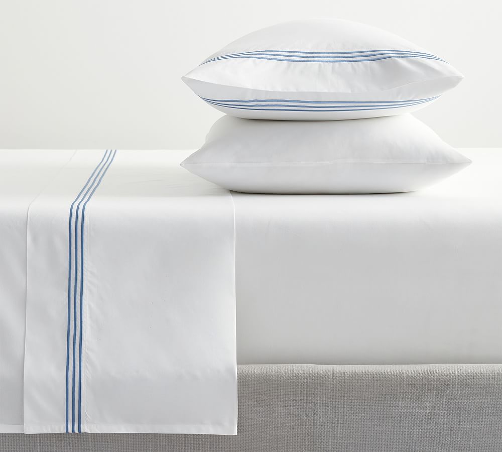 Grand Organic Percale Queen Sheet Set in Chambray