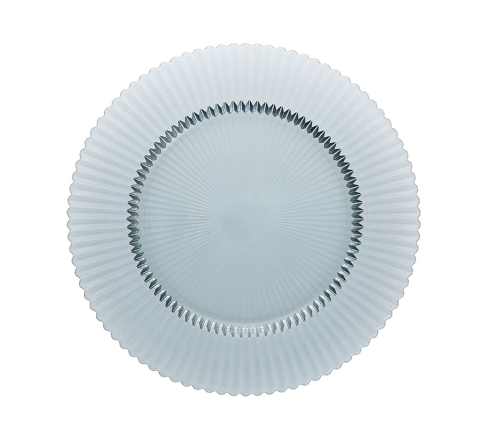 Fluted Glass Dessert Plate - Set of 4 in Grey