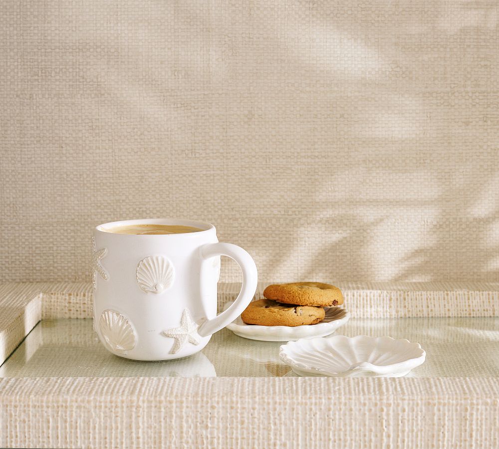 Embossed Coastal Stoneware Mug