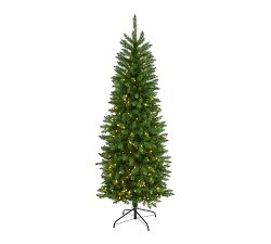 Faux Lit Slim Mountain Pine Tree