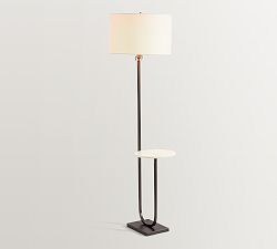 Open Box: Delaney Marble Shelf Floor Lamp, Base Only - Bronze & White Marble
