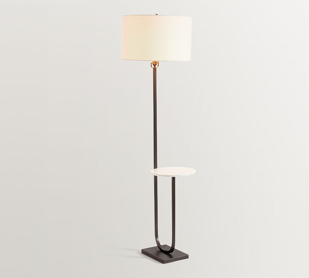 Open Box: Delaney Marble Shelf Floor Lamp, Base Only - Bronze & White Marble