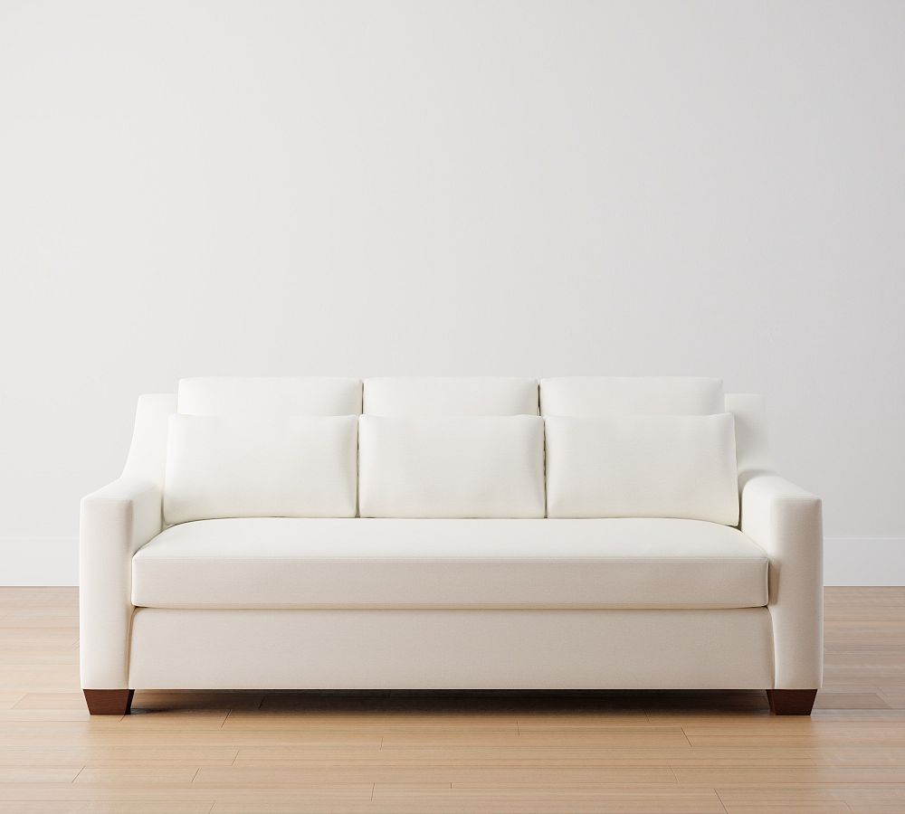 Open Box: York Slope Arm Upholstered Deep Seat Sofa 81" 3x1, Down Blend Wrapped Cushions -Performance Boucle Ivory