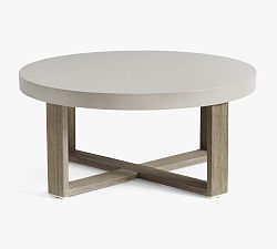 Open Box: Indio Wood Round Coffee Table w/ Concrete Top - Gray