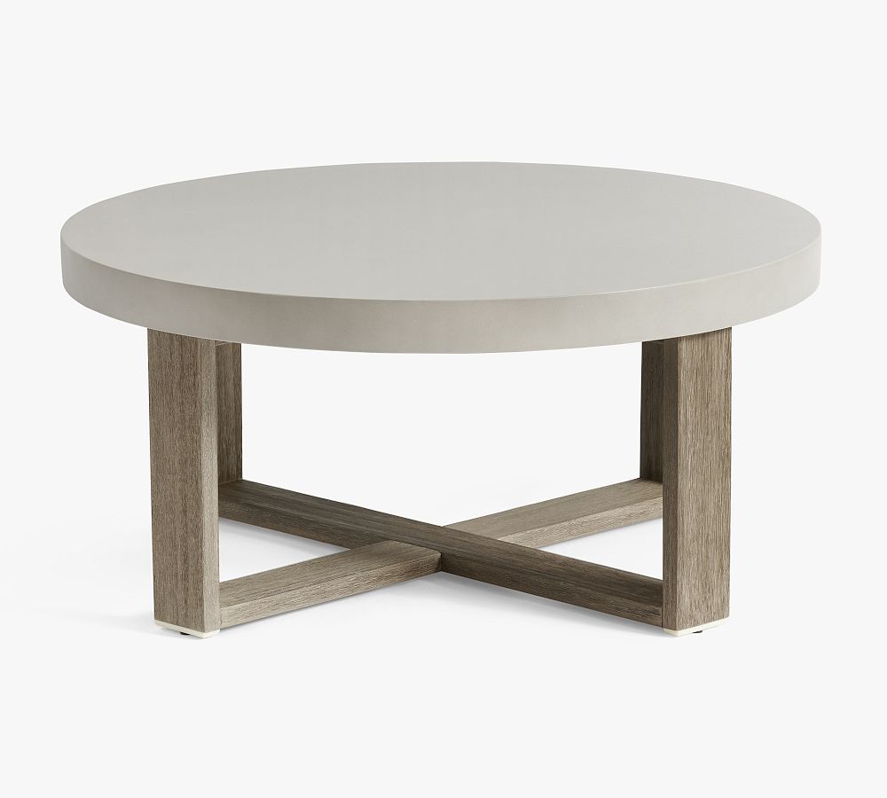 Open Box: Indio Wood Round Coffee Table w/ Concrete Top - Gray