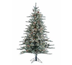 Lit Flocked McKinley Pine Faux Christmas Trees