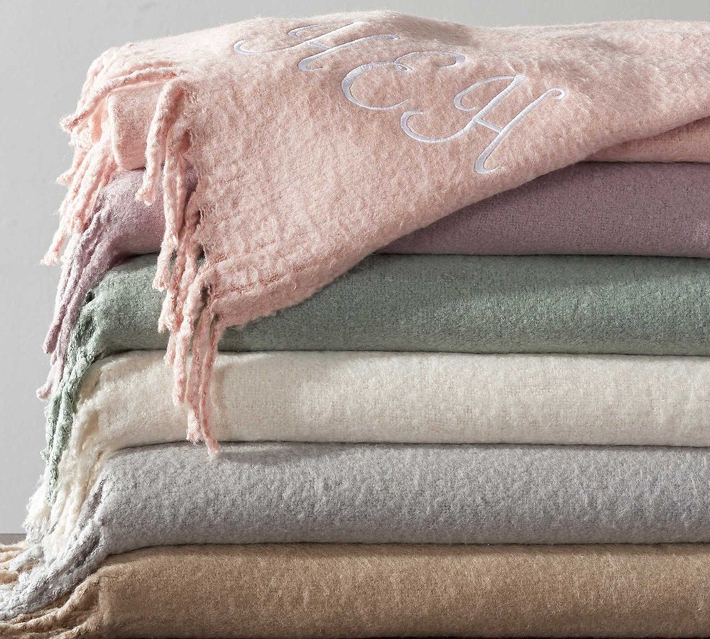 Solid Faux Mohair Throw