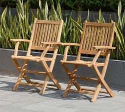 Josie Teak Folding Outdoor Dining &amp; Armchairs, Sets of 2