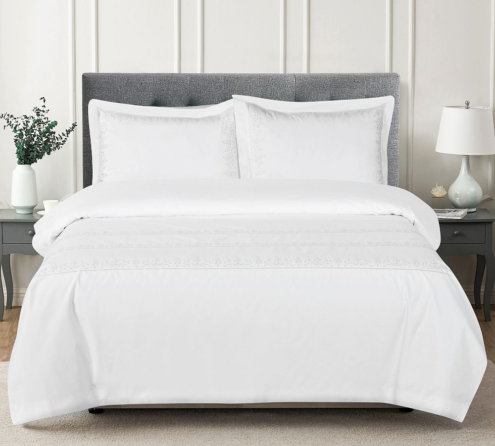 Kollin Cotton  Percale Embroidered Duvet Cover Set