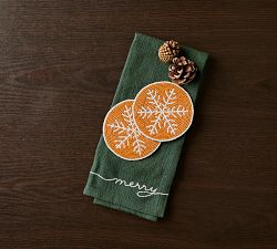 Snowflake Handcrafted Beaded Coasters, Set of 4