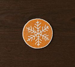 Snowflake Handcrafted Beaded Coasters, Set of 4