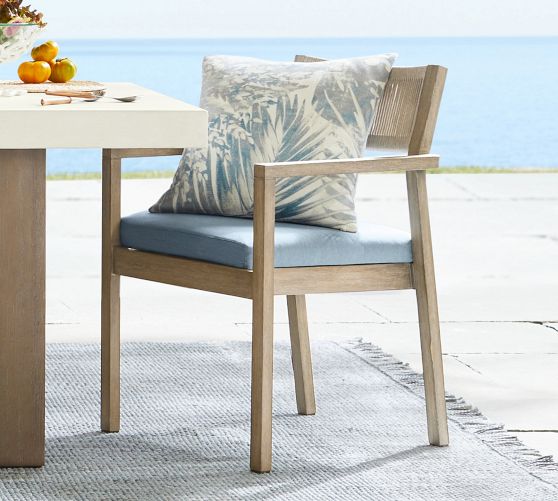 Indio Coastal Mahogany & Rope Stackable Outdoor Dining Side & Armchair