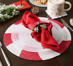 Handcrafted Peppermint Beaded Placemats, Set of 4