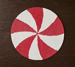 Handcrafted Peppermint Beaded Placemats, Set of 4