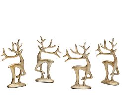 Brass Sculpted Reindeer Place Card Holders, Set of 4