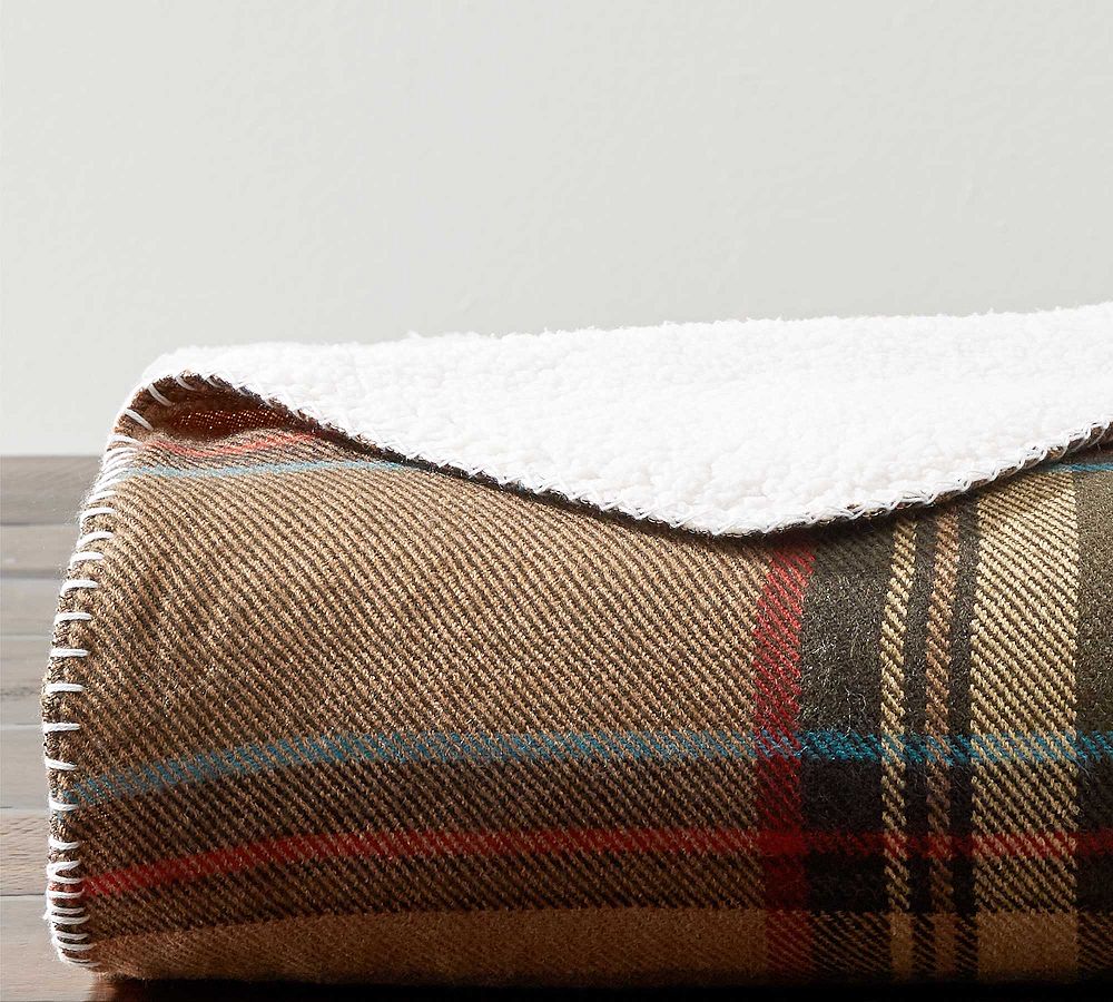 Plaid Sherpa Throw