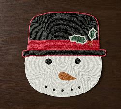 Snowman Handcrafted Beaded Placemats, Set of 4